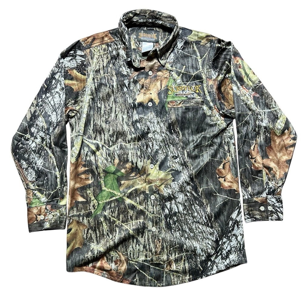 Vintage Scentlock Shirt Mens Medium Lined Mossy Oak Break‎ Up Camouflage Hunting